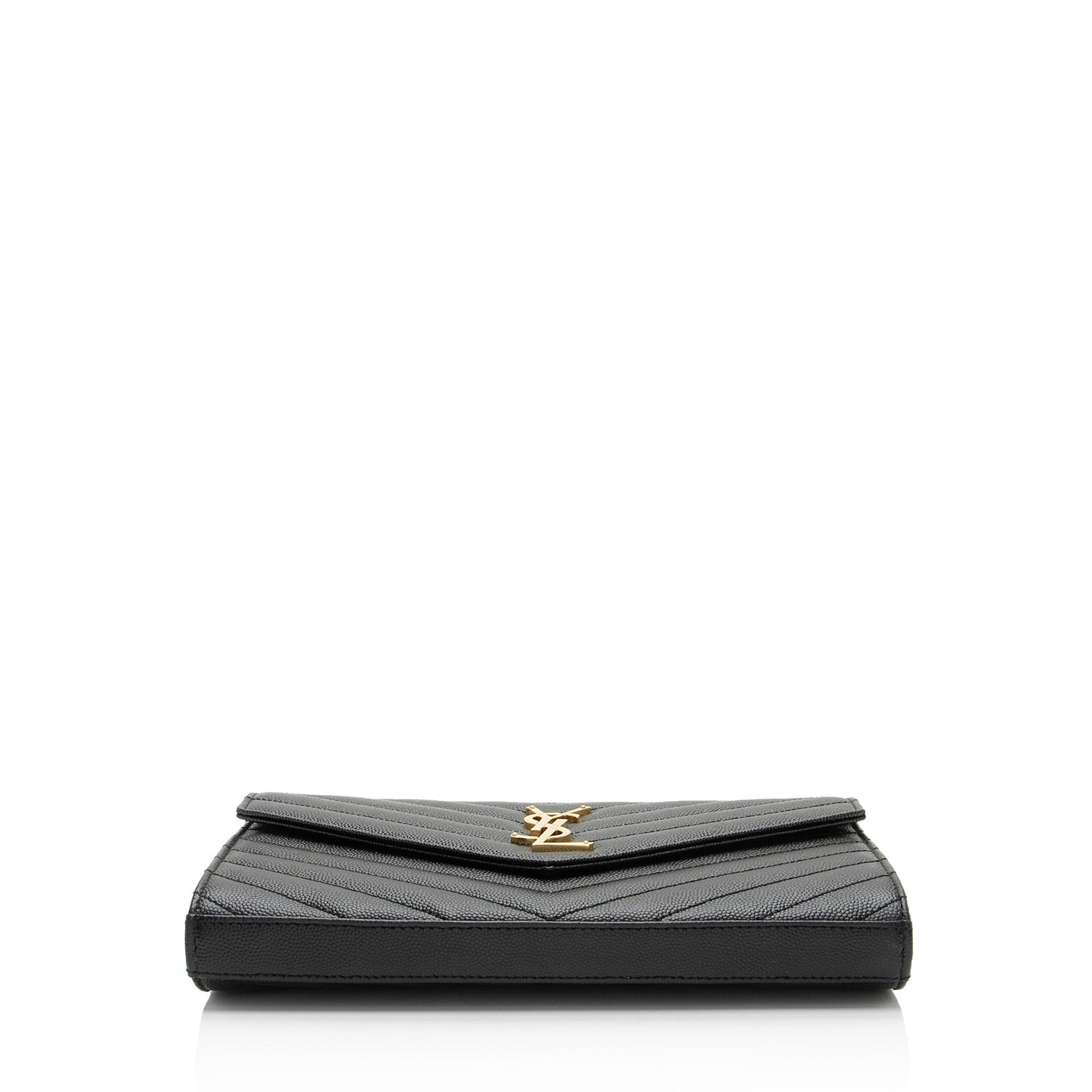 Saint Laurent Matelasse Grain de Poudre Monogram Chain Wallet (SHF-AaSbvm)