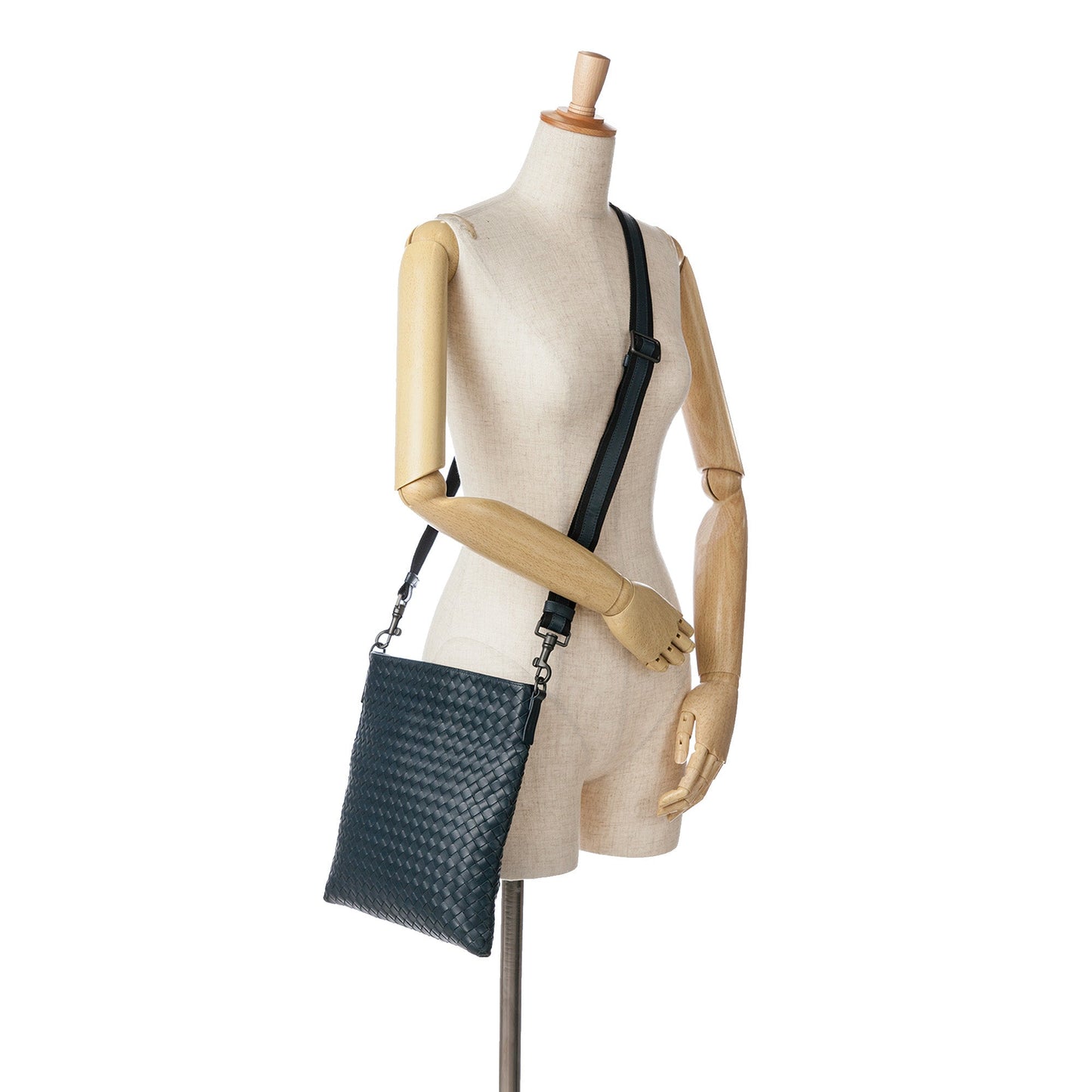 Blue Bottega Veneta Intrecciato Crossbody