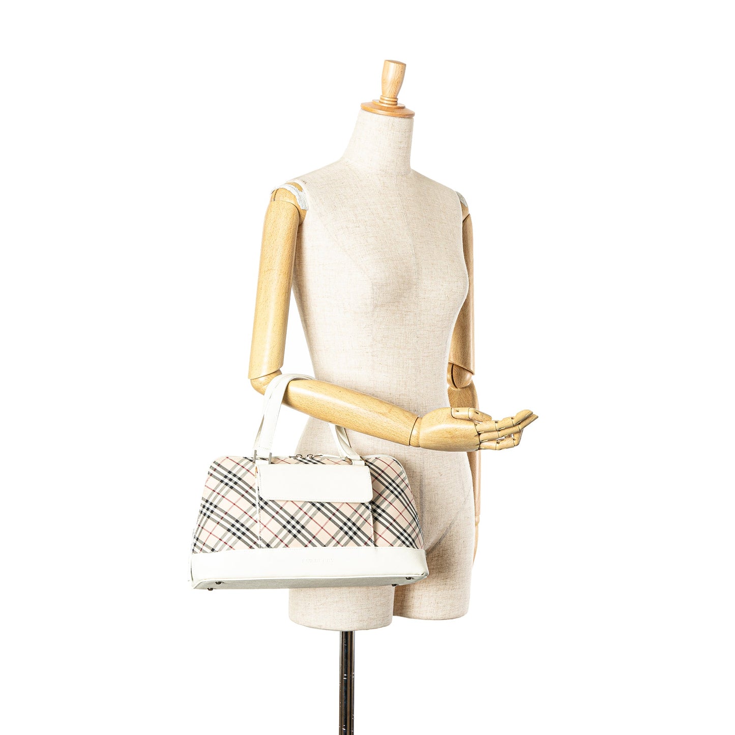 Beige Burberry Nova Check Canvas Handbag