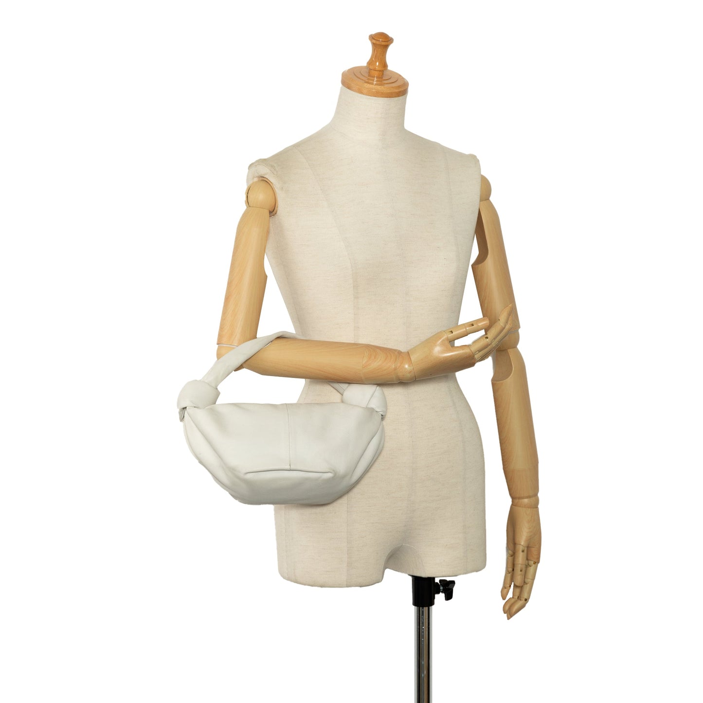 White Bottega Veneta Mini Lambskin Double Knot Bag