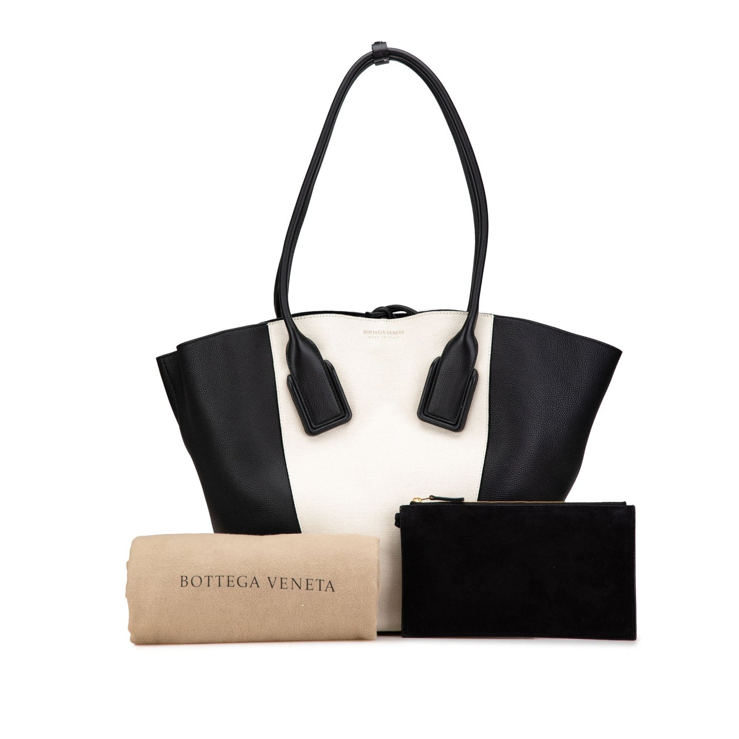 White Bottega Veneta Large Canvas and Leather Basket Tote