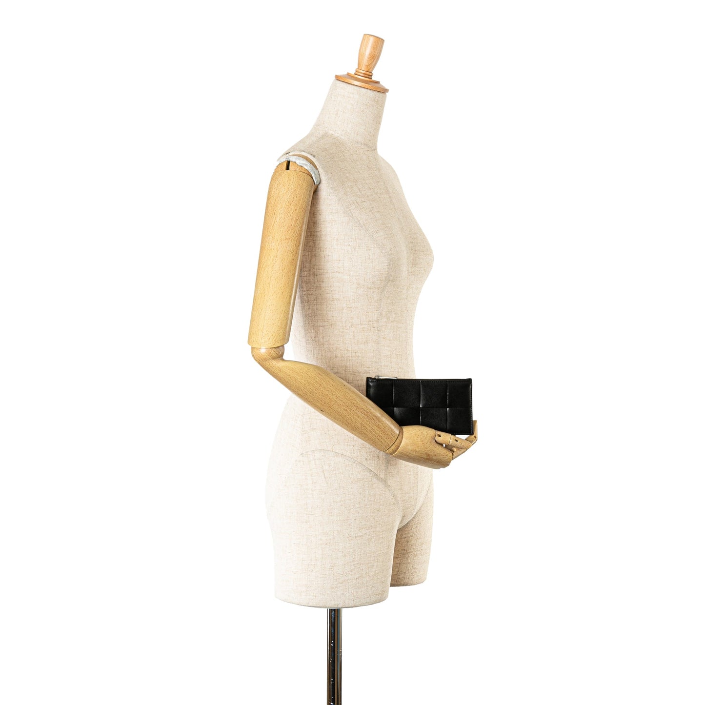 Black Bottega Veneta Intreccio Slim Cassette Zip Card Holder