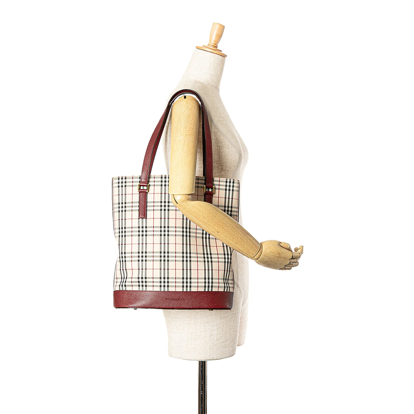 Beige Burberry House Check Canvas Tote