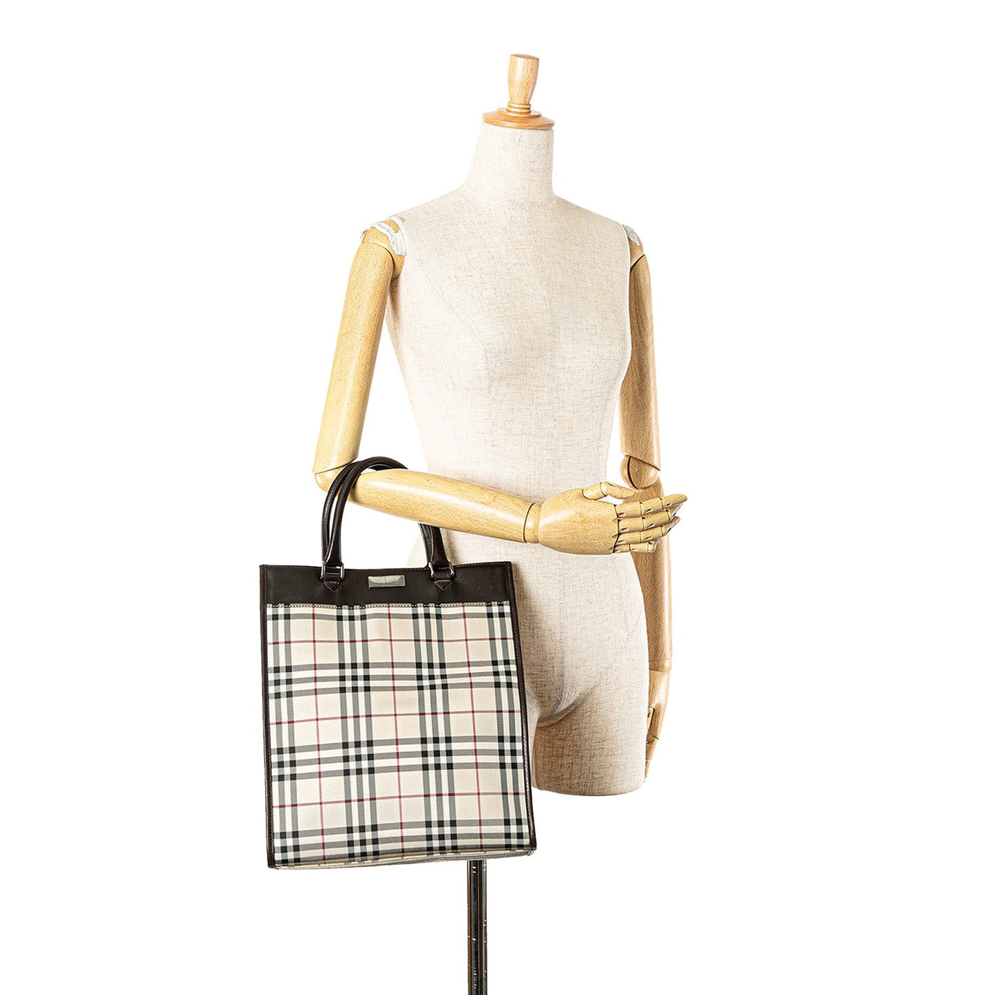 Beige Burberry House Check Canvas Tote