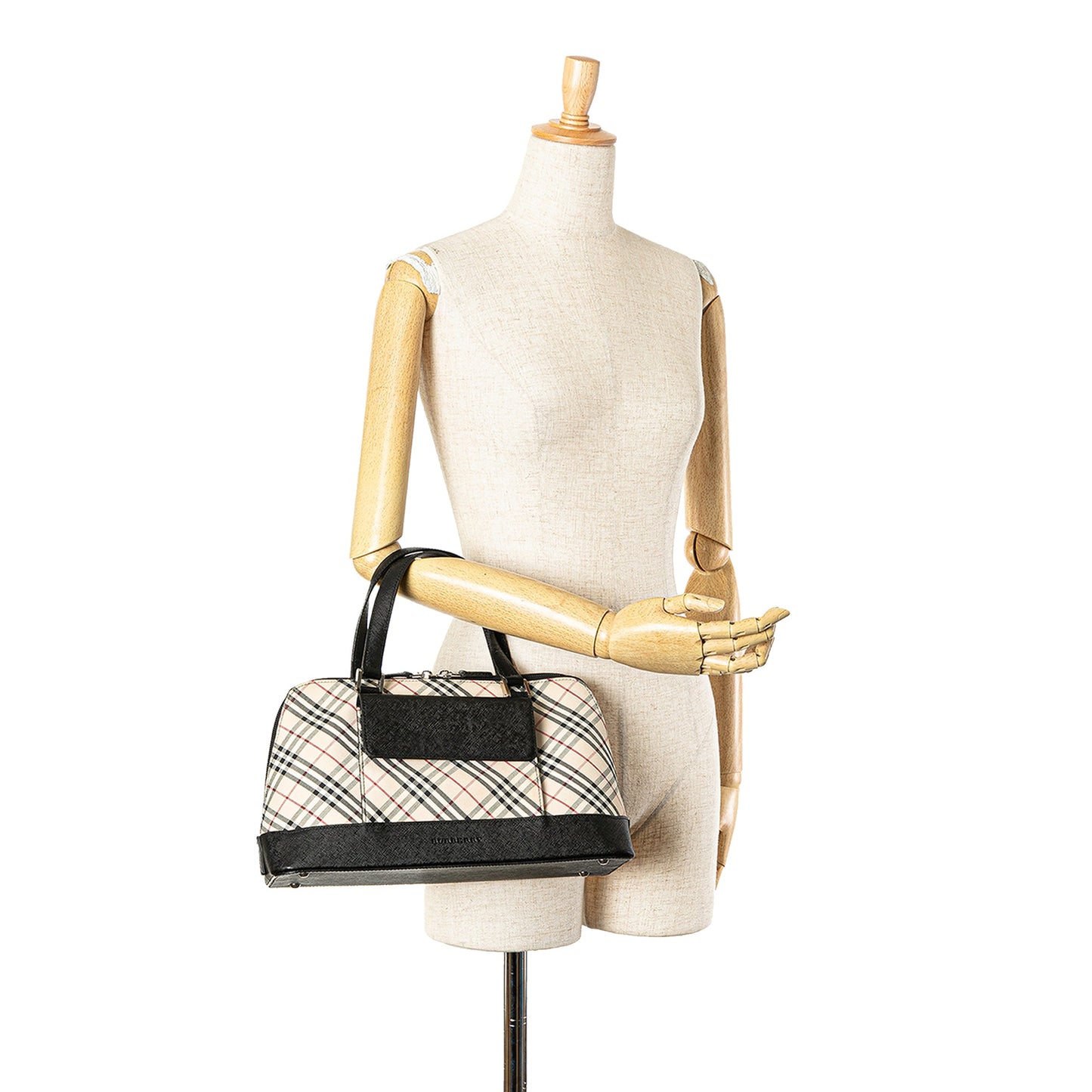 Beige Burberry Nova Check Canvas Handbag