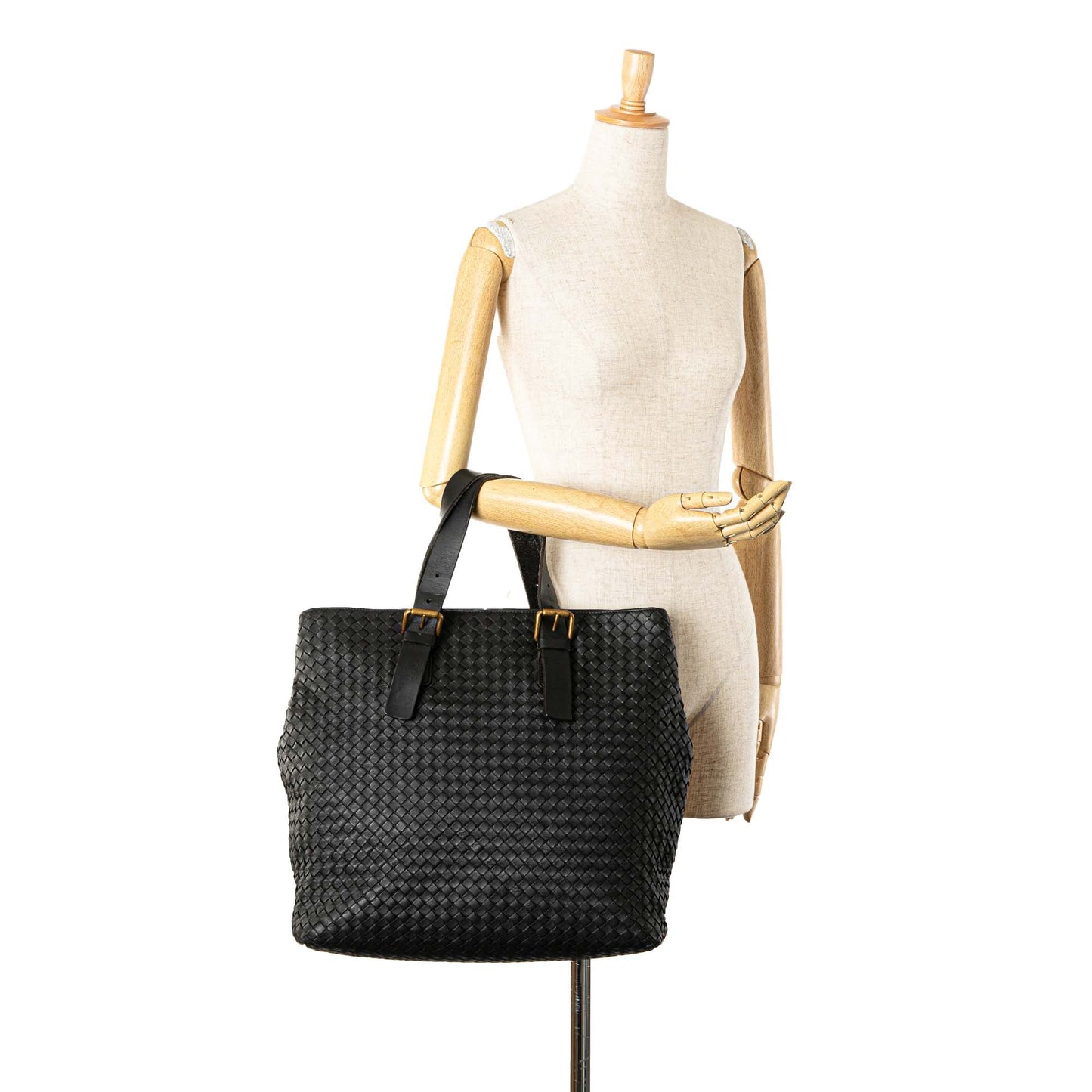 Black Bottega Veneta Nappa Intrecciato Belt Strap Tote