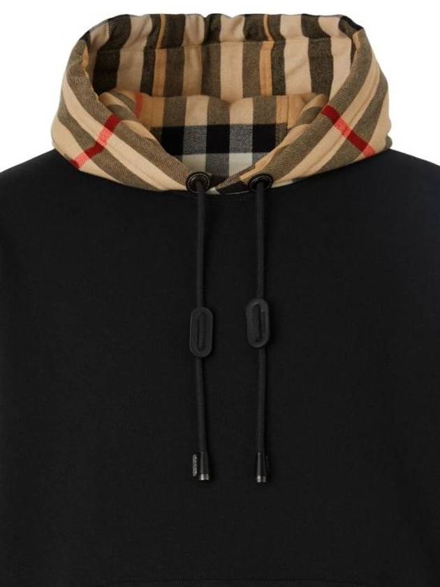 Burberry Check Hood Cotton Hoodie Black
