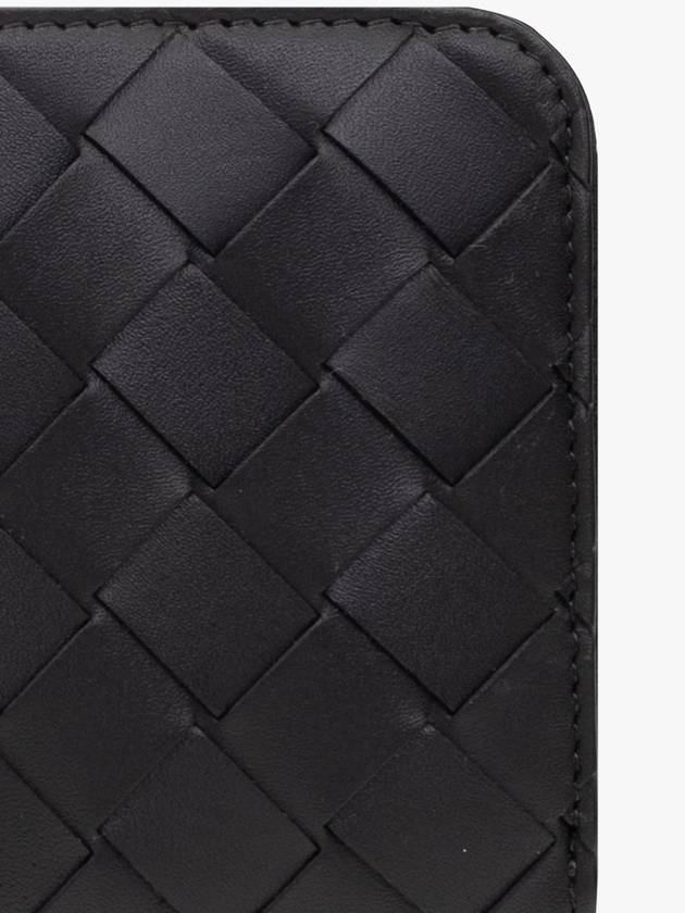 Bottega Veneta Intrecciato Zipper Around Leather Long Wallet Black