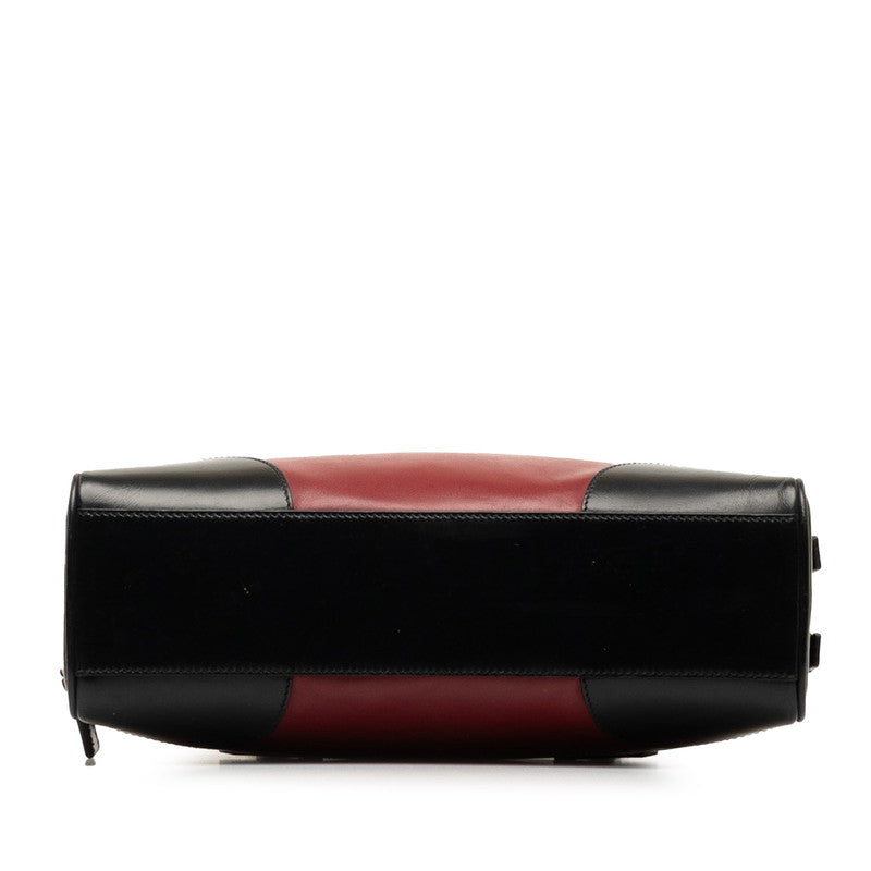 Prada Logo Handbag Wine Red Black Leather Prada