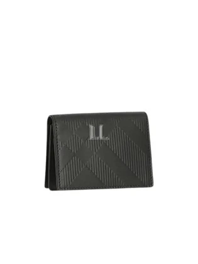 Burberry Check Pattern Leather Card Wallet Black