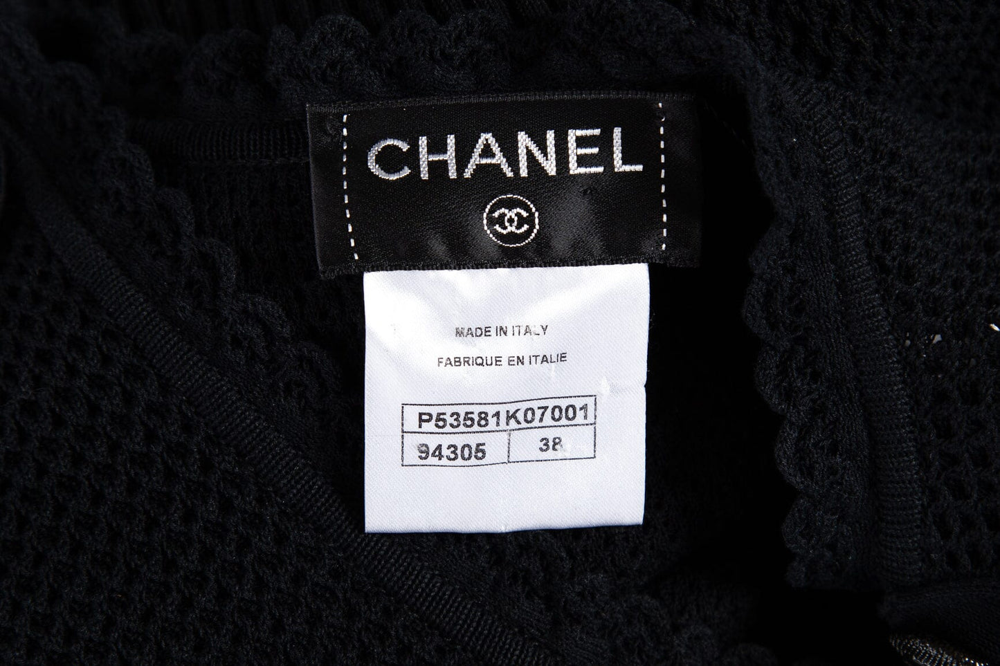 Chanel Black Knit Sleeveless Scallop Hem Dress SZ 38