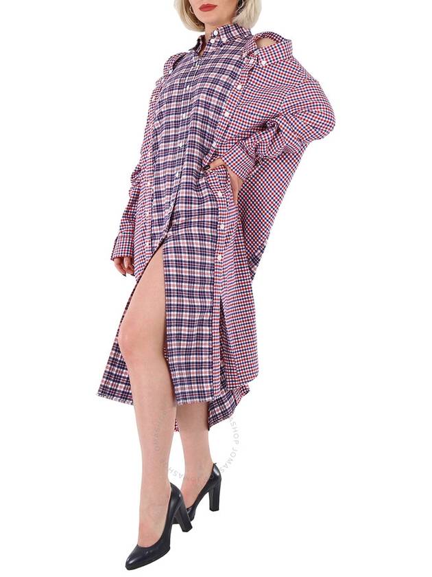 Burberry Burberry Bright Red Reconstructed Contrast Check Shirt Dress, Brand Size 6 (US Size 4)