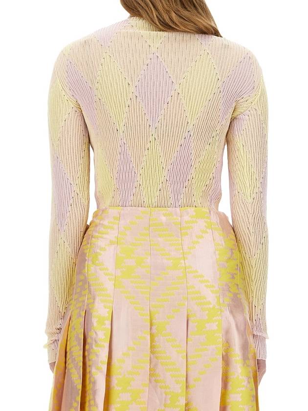 Burberry high-neck argyle intarsia knit sweater