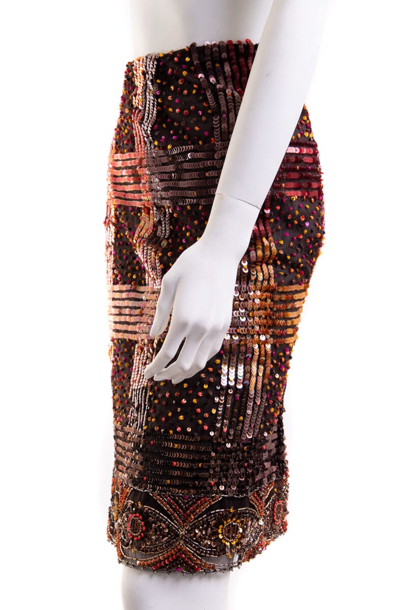 Valentino Brown Embellished Skirt