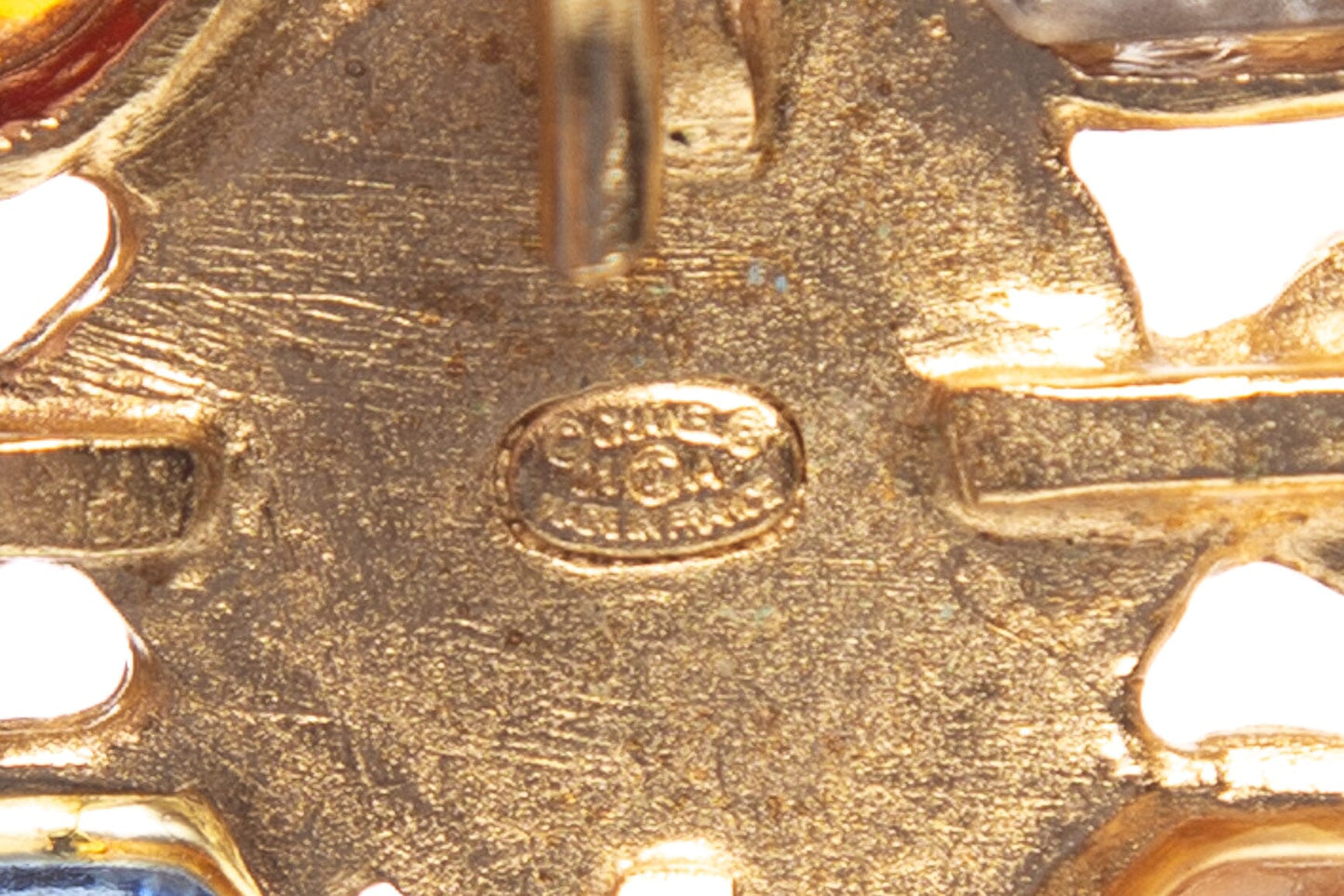 Chanel 2001 Multicolor Gripoix Stone Abstract Brooch