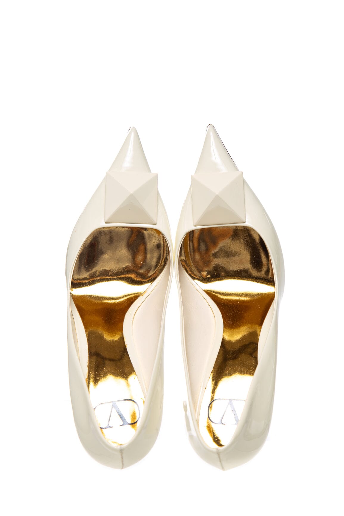 Valentino Cream Rockstud Patent Leather Pumps SZ 37