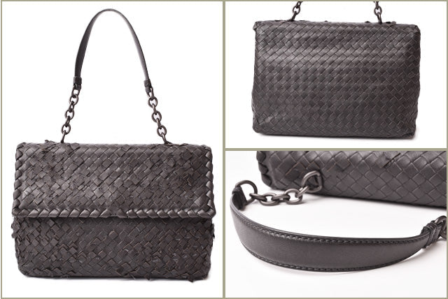 Bottega Veneta Olympia Chain Shoulder Bag Dark Gray