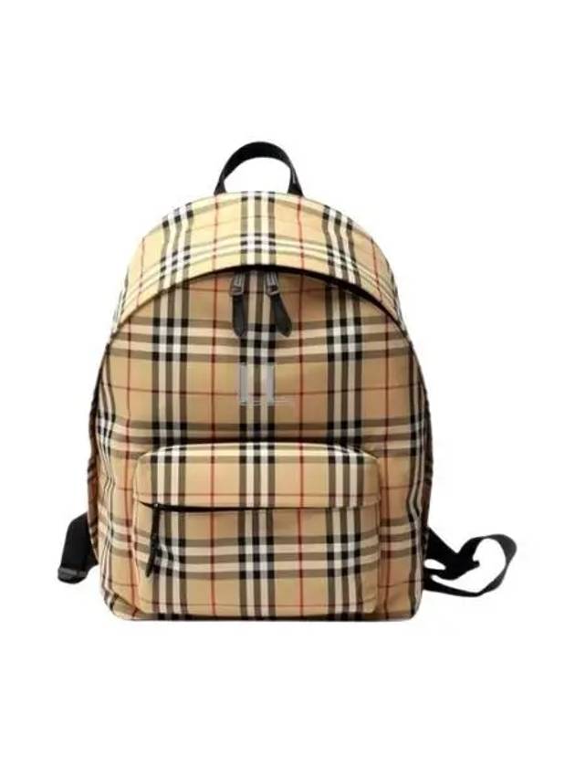 Burberry Vintage Check Motif Nylon Backpack Beige