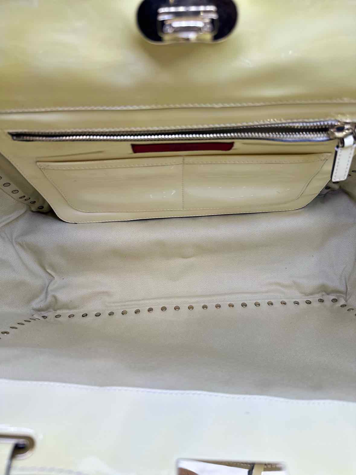 VALENTINO Yellow Patent Leather Solid Handbag
