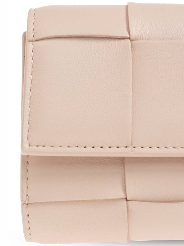 Bottega Veneta Cassette Tri-Fold Zipper Half Wallet Pink