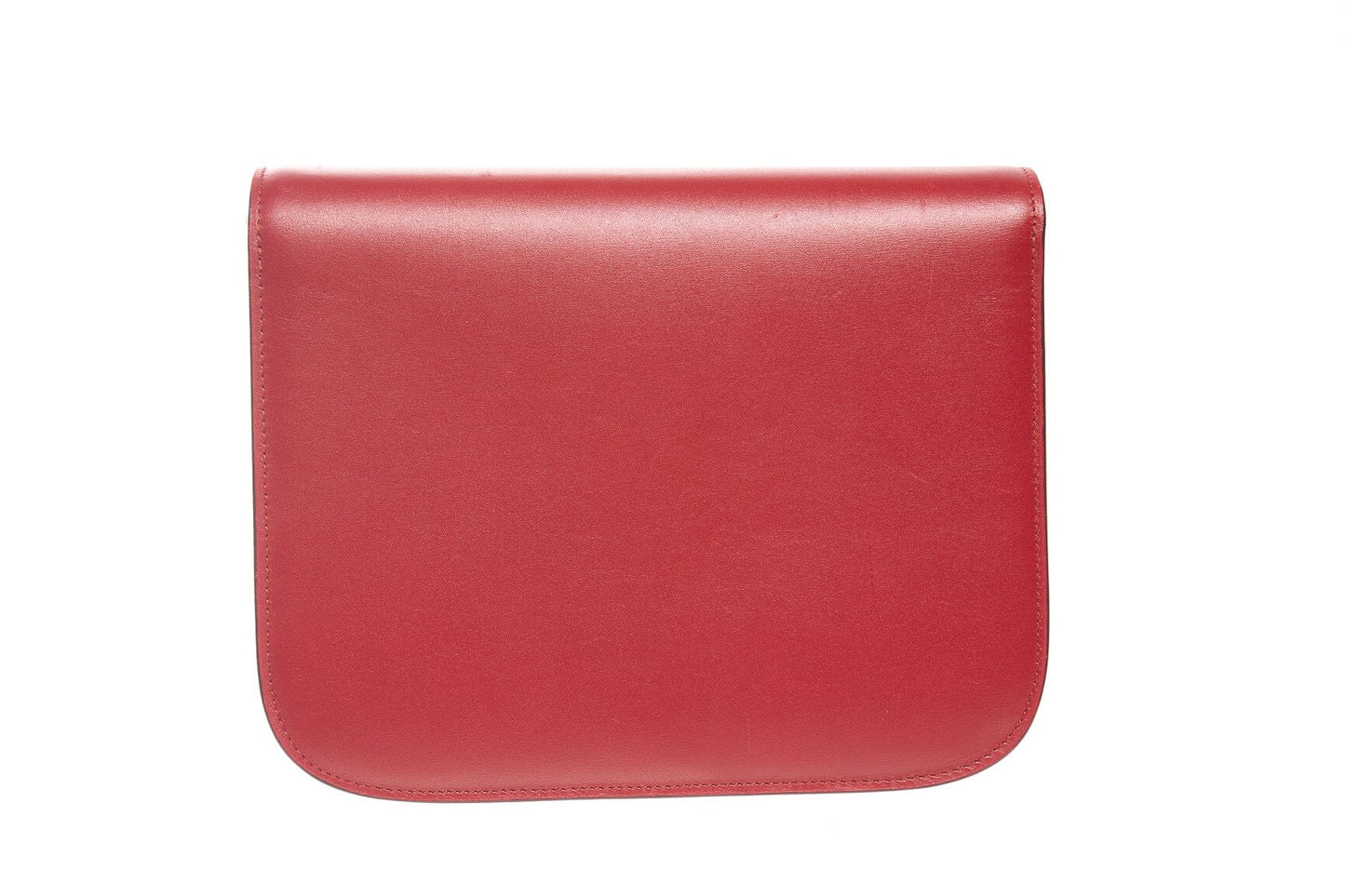 Celine Red Leather "Box" Bag Handbag