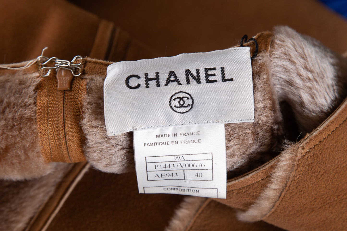 Chanel Brown Shearling Sleeveless Dress SZ 40