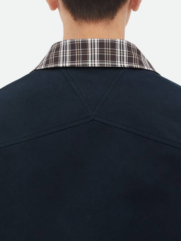 Bottega Veneta Checked Reversible Cotton Jacket Brown Navy