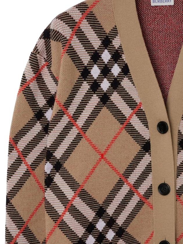 Burberry Check Wool Blend Cardigan Beige