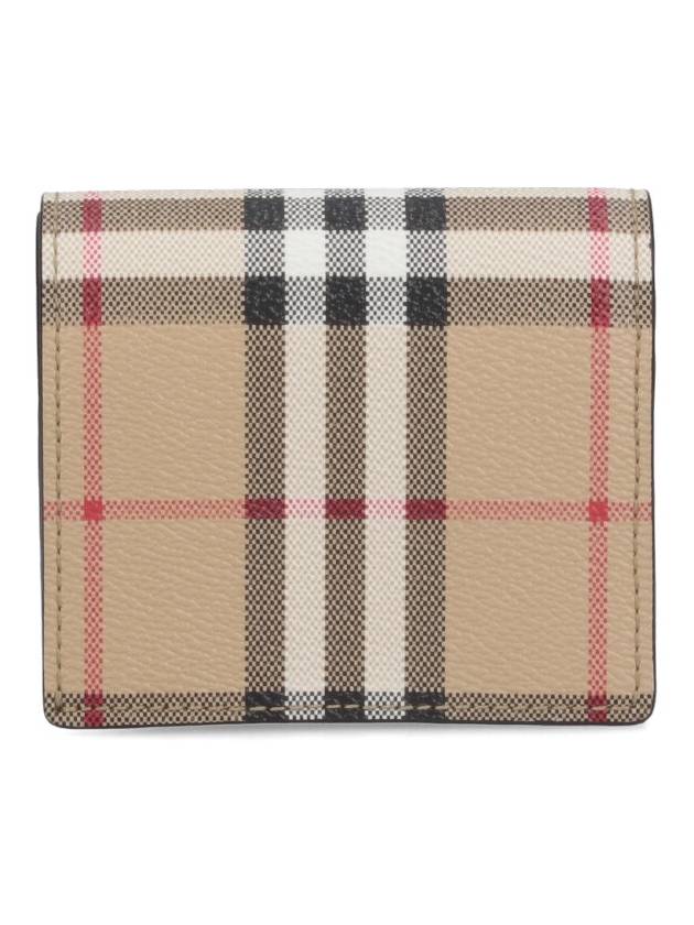 Burberry Engraved Logo Check Half Wallet Archive Beige