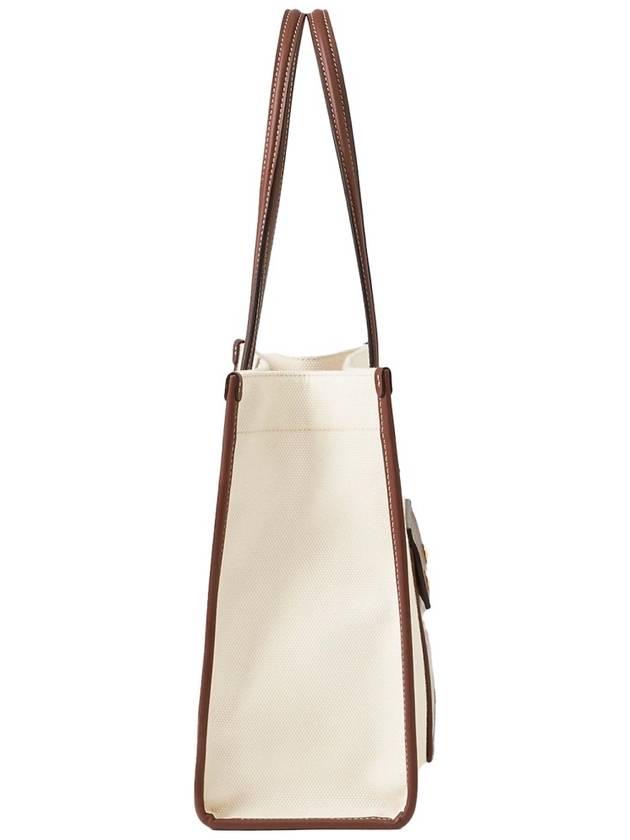 Burberry Freya Small Canvas Leather Tote Bag Natural Tan