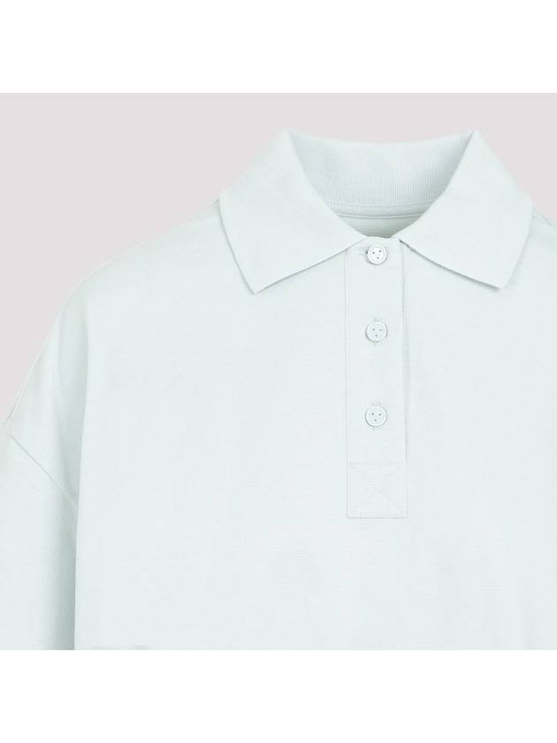 Bottega Veneta Cropped Cotton Piquet Polo Shirt Blue