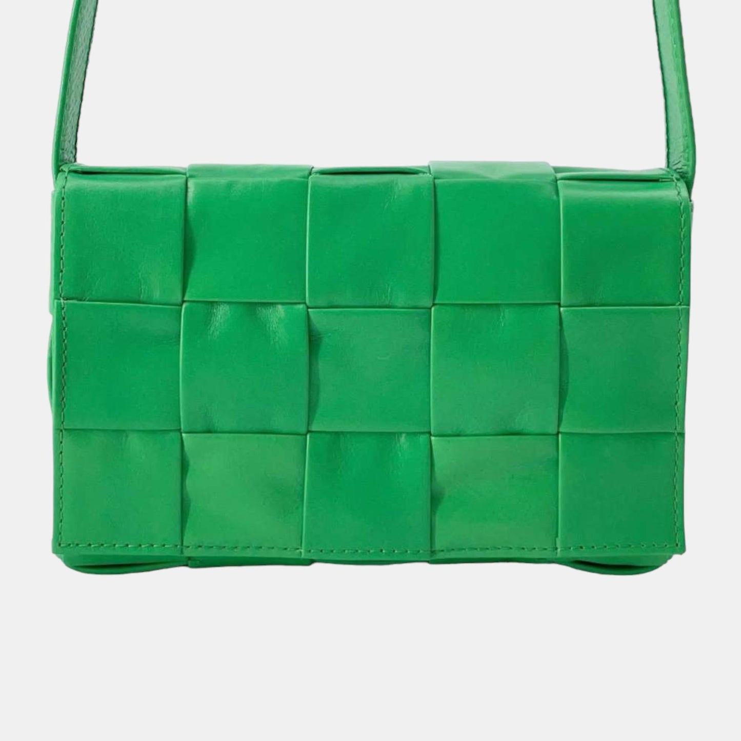 Bottega Veneta Green Leather Small Cassette Shoulder Bag