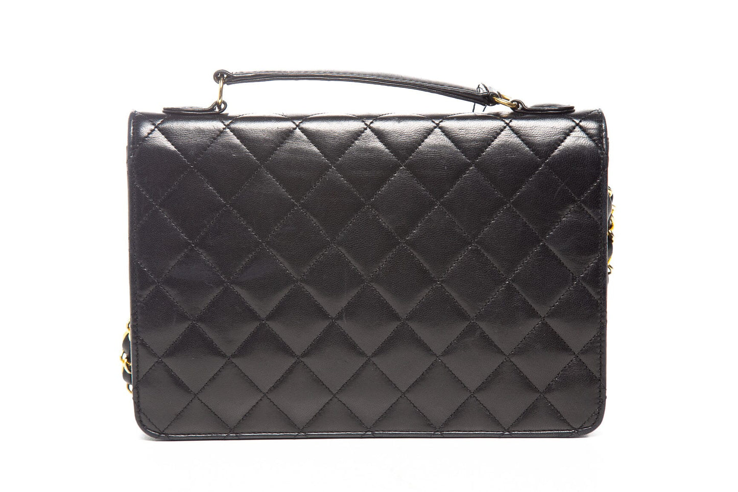 Chanel Vintage Black Leather Small Briefcase Bag