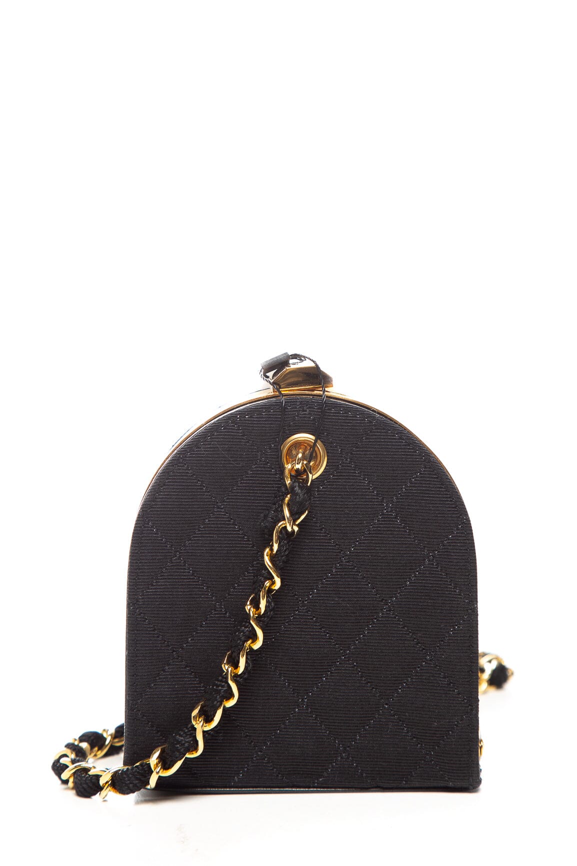 Chanel 1990 Vintage Black Quilted Canvas Mini Box Clutch Bag