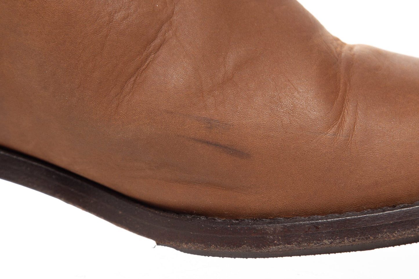 Chanel Brown Leather Knee High Riding Boots SZ 38.5