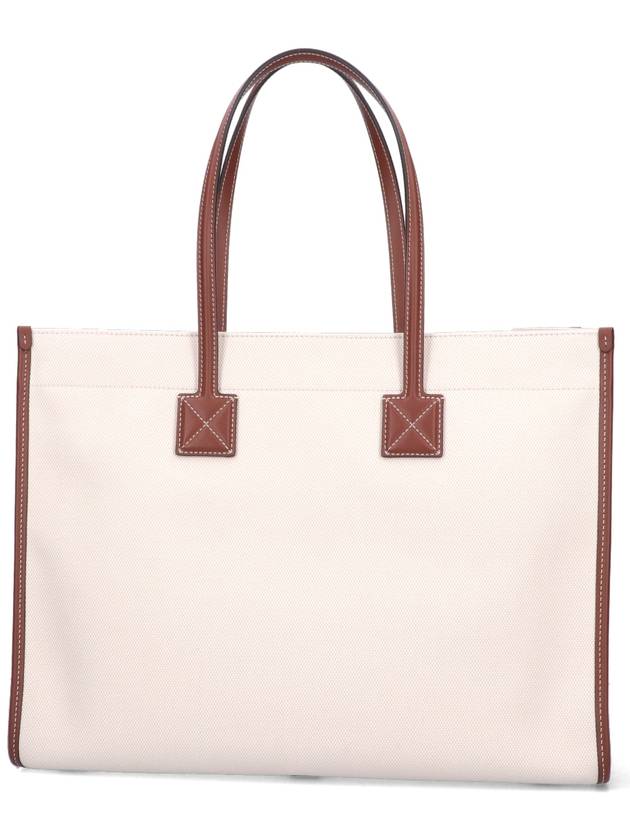 Burberry Medium Two-Tone Canvas and Leather Freya Tote Bag Natural Tan