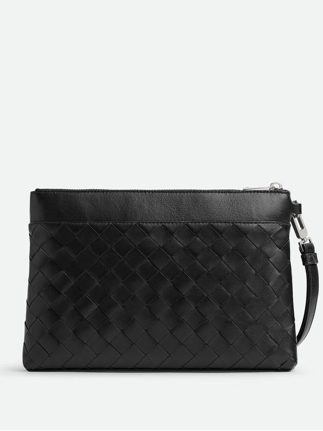 Bottega Veneta Intrecciato Prism Leather Clutch Black
