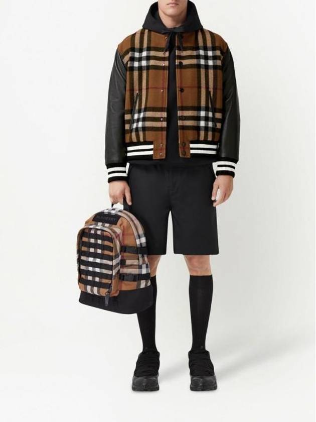 Burberry Men's Check Logo Bomber Jacket Brown