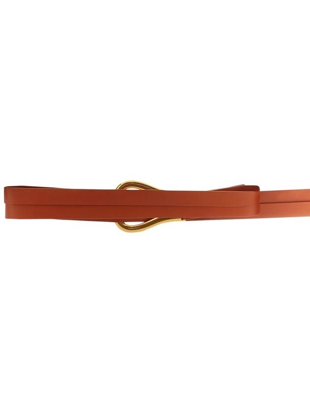 Bottega Veneta Women's Gold Horsebit Leather Belt Orange