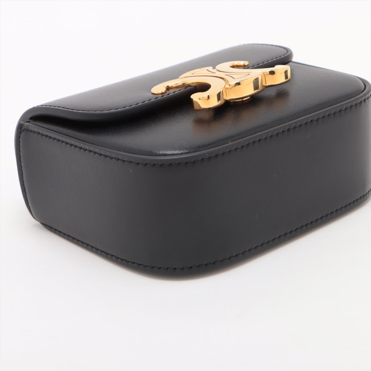 Celine f Mini Clood Leather Shoulder Bag Black