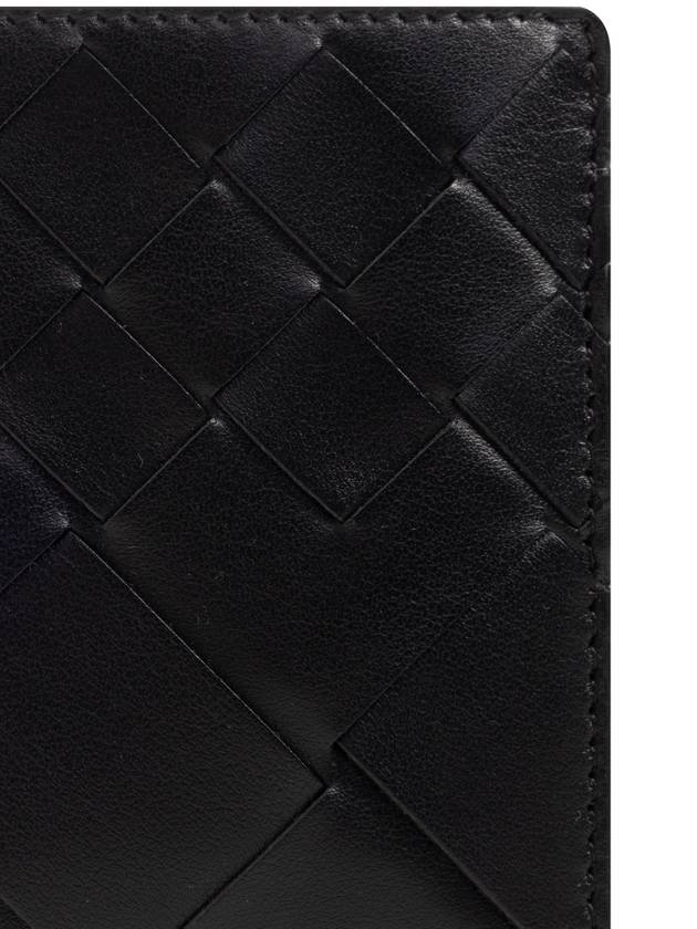 Bottega Veneta Intrecciato Leather Bi Fold Half Wallet Black
