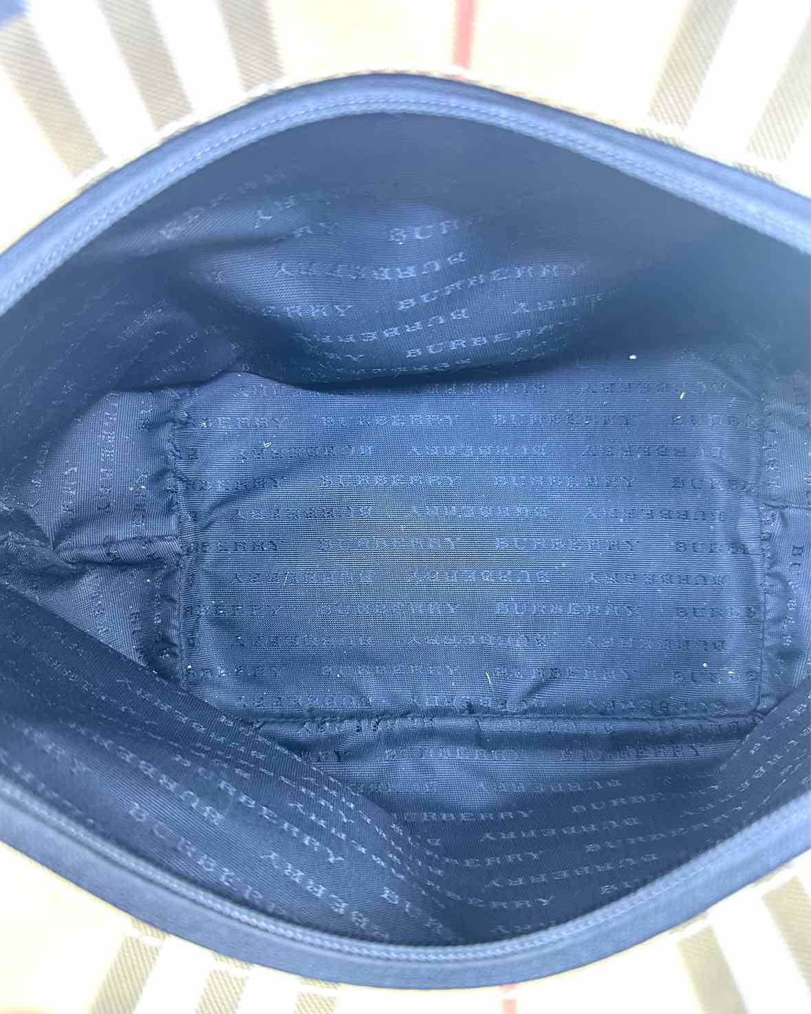 BURBERRY Beige, Black Coated canvas Plaid Handbag