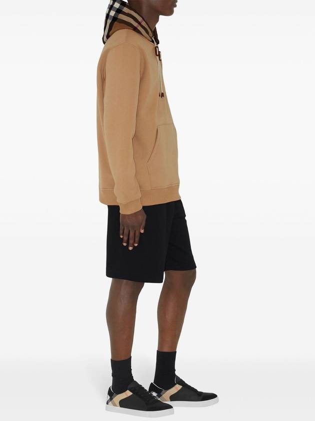 Burberry Check Cotton Blend Hoodie Camel Beige