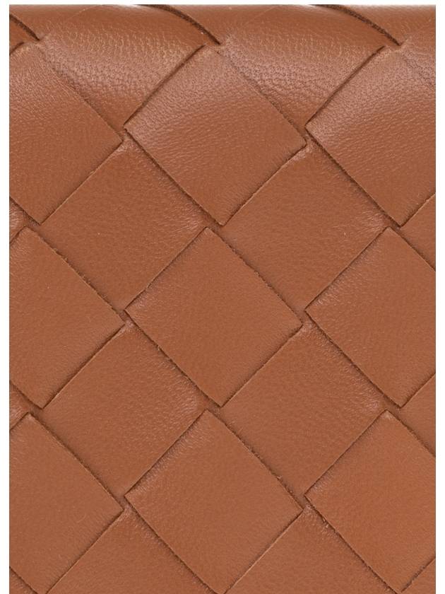 Bottega Veneta Intrecciato Flap Business Card Wallet Brown