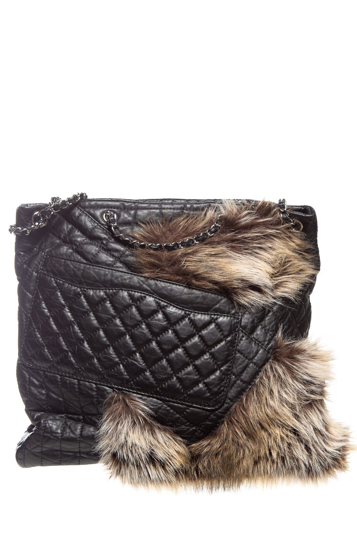 Chanel 2010 Fall/ Winter Karl's Black Cabas Fantasy Fur Tote