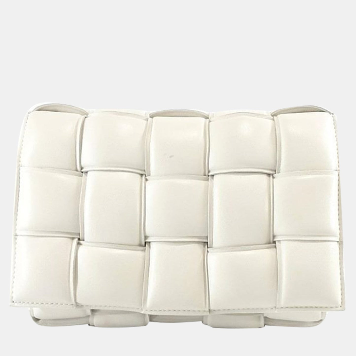 Bottega Veneta White Padded Leather Cassette Shoulder Bag