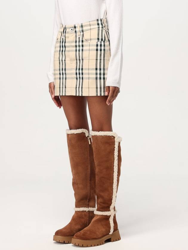 Burberry Check Denim Mini H-Line Skirt Grain