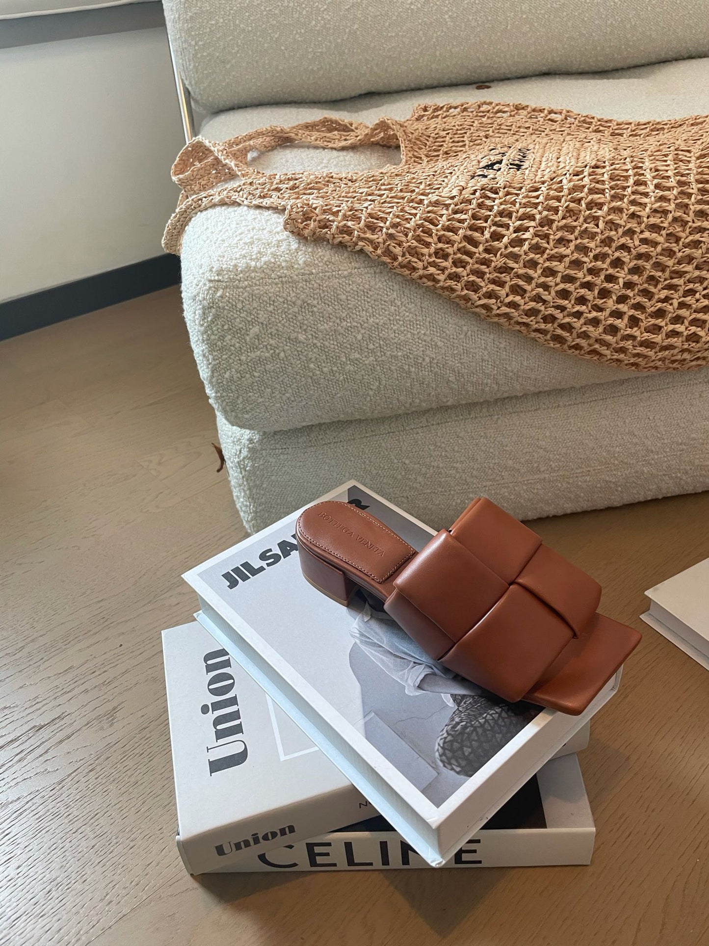 Bottega Veneta patch mule 35 brown lambskin