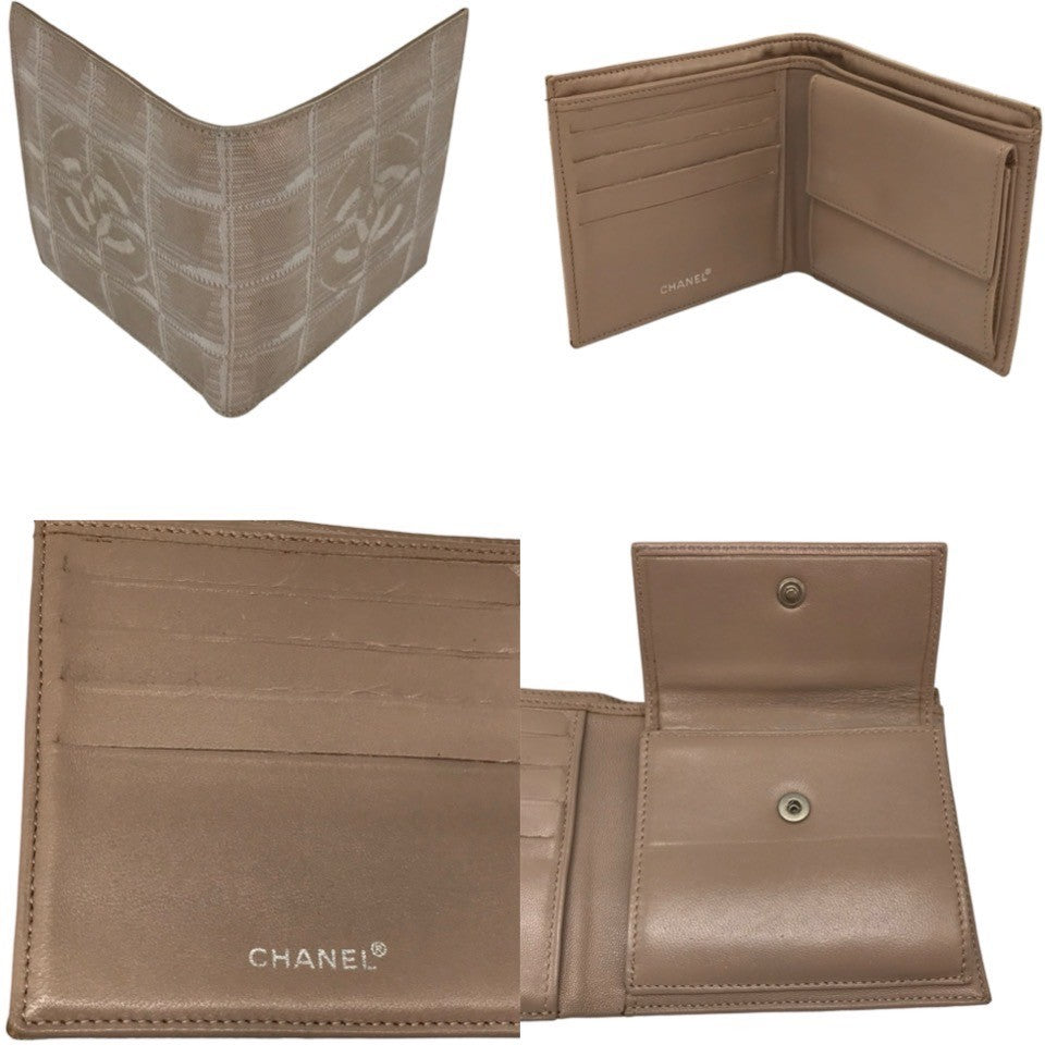 Chanel Canvas Leather Bifold Wallet Beige