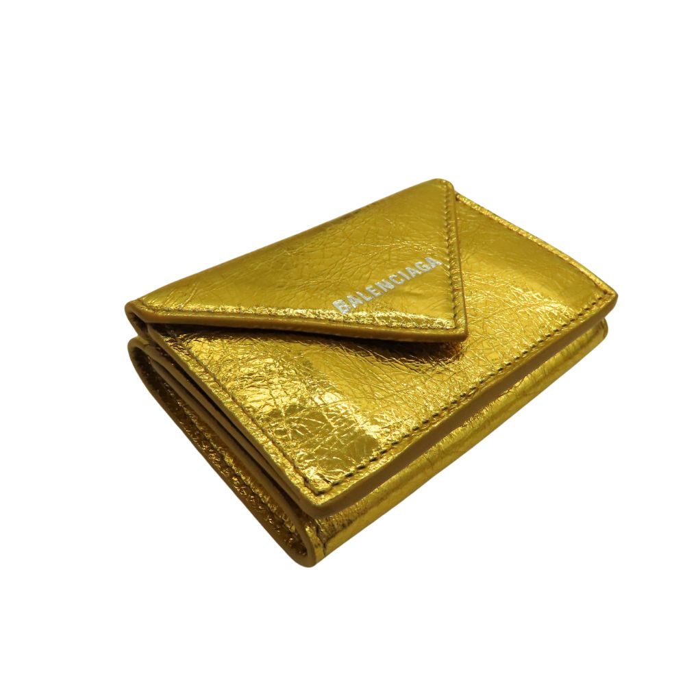 Balenciaga Lambskin Mini Wallet Gold
